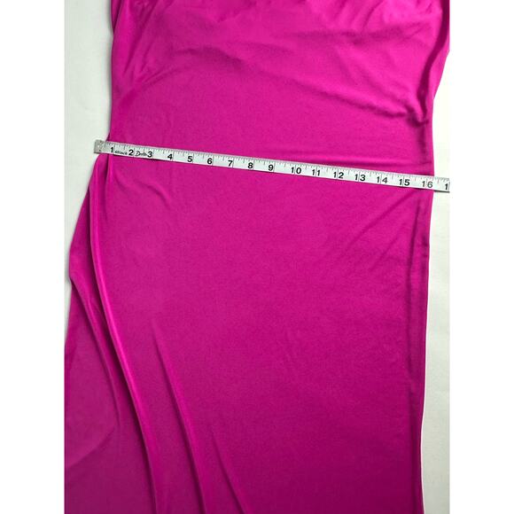 Sincerely Jules Size Large Pink 90s Slinky Slip dress Midi Cowl Neck Barbiecore - Picture 7 of 9